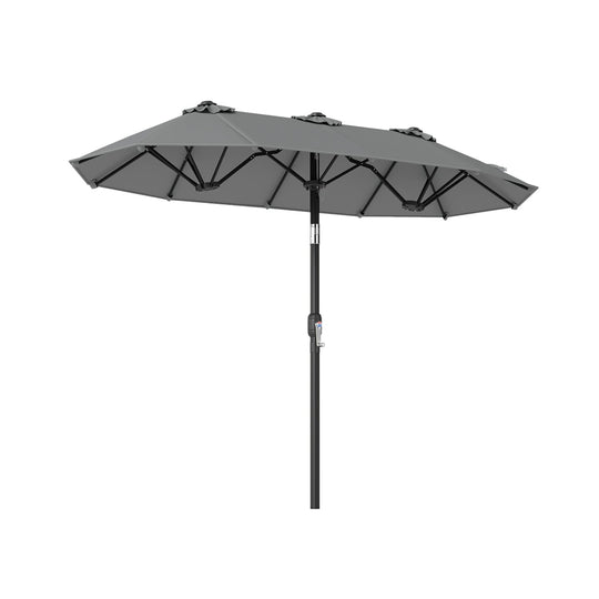 Double-Sided Patio Umbrella with Push Button Tilt Crank Handle