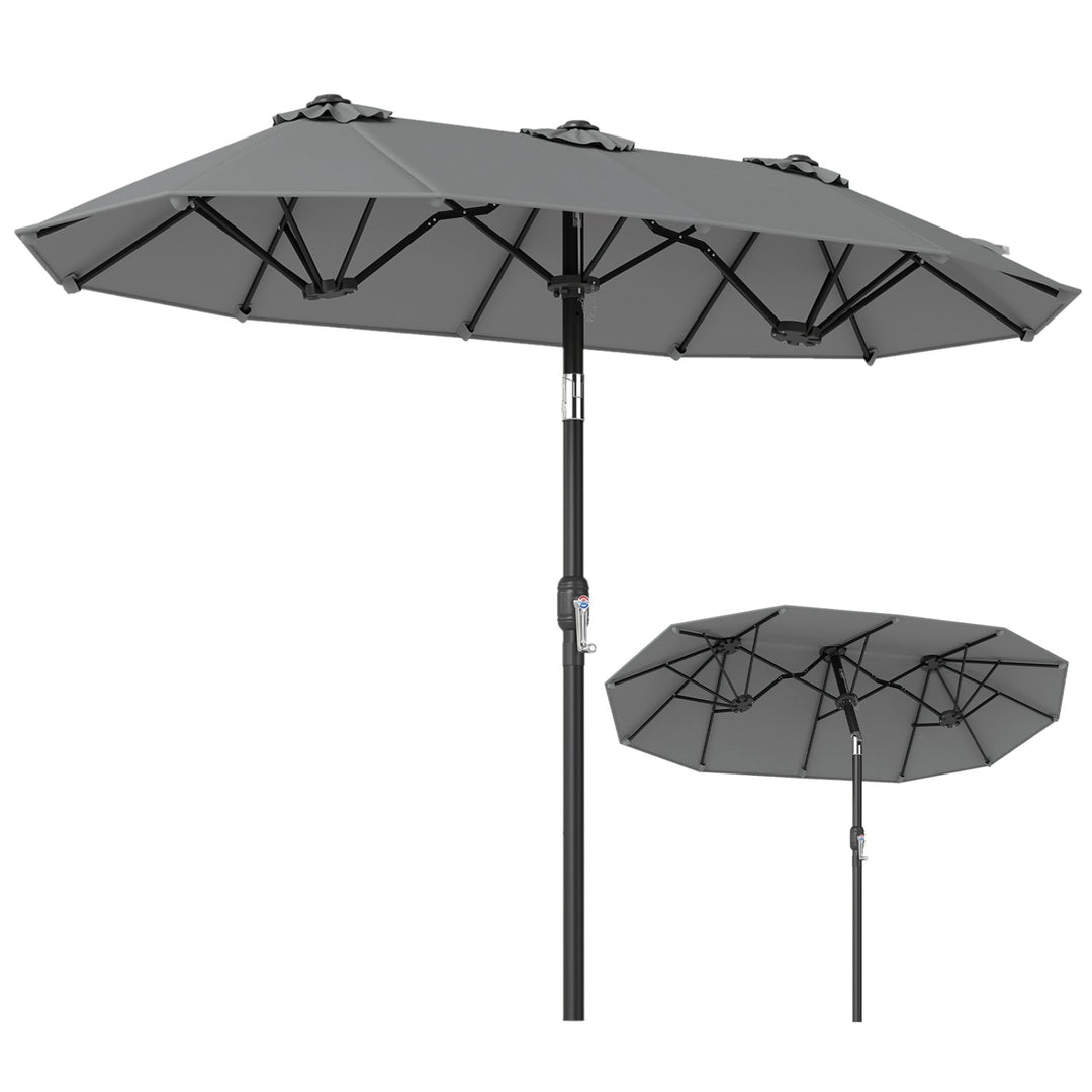 Double-Sided Patio Umbrella with Push Button Tilt Crank Handle