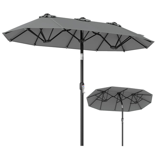 Double-Sided Patio Umbrella with Push Button Tilt Crank Handle