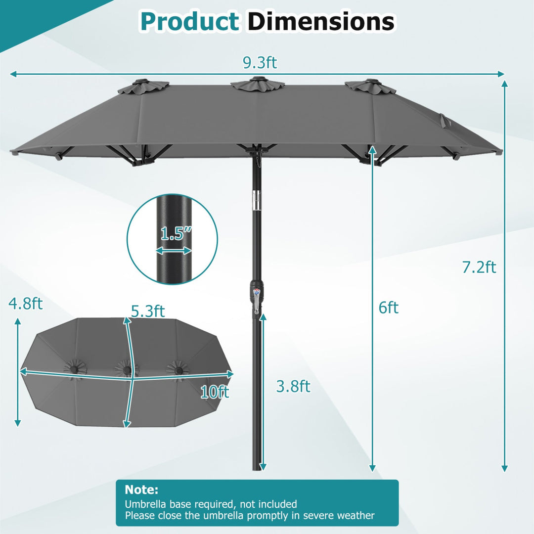 Double-Sided Patio Umbrella with Push Button Tilt Crank Handle