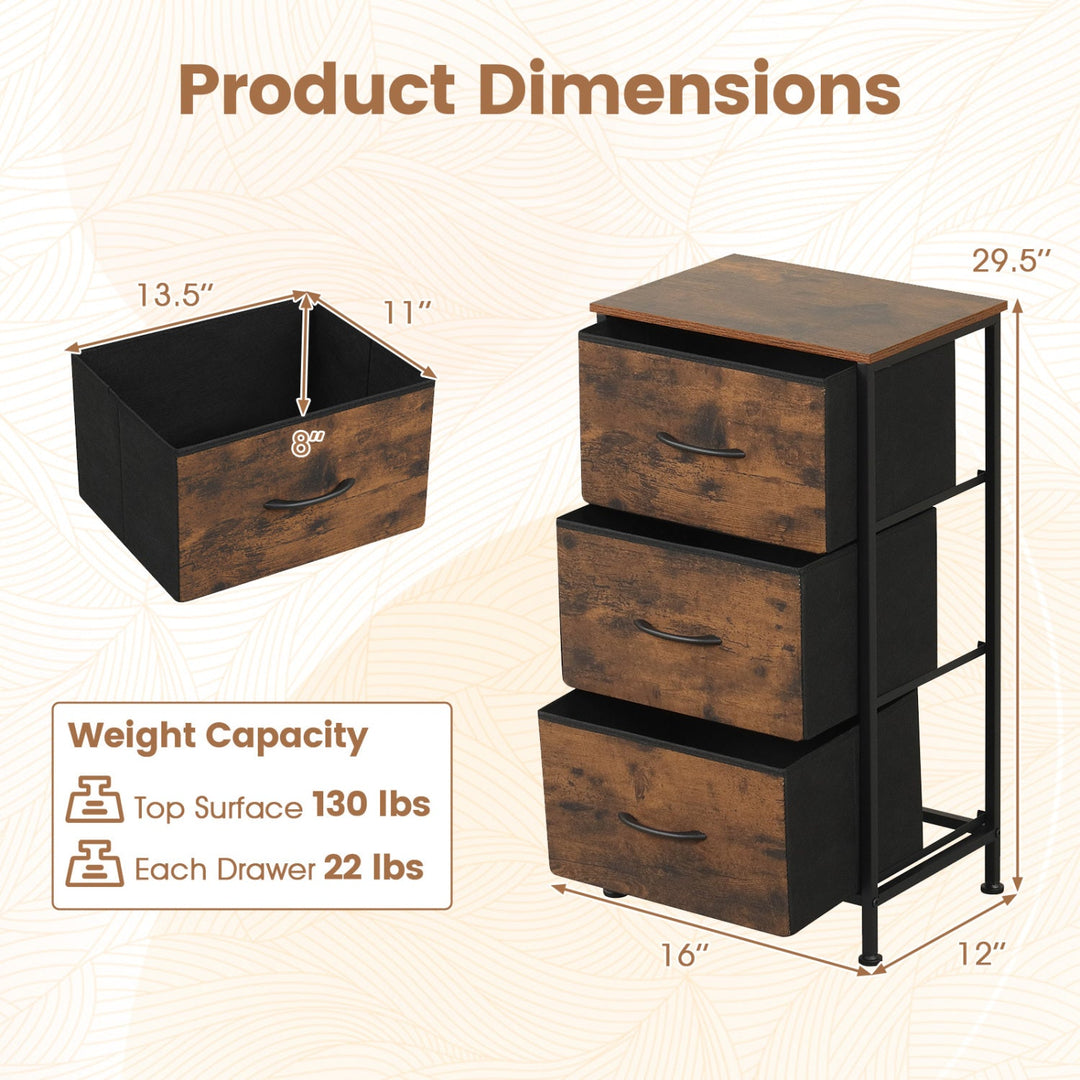 3-Drawer Fabric Dresser with Metal Frame for Bedroom Storage