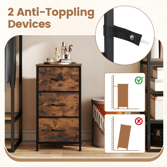 3-Drawer Fabric Dresser with Metal Frame for Bedroom Storage