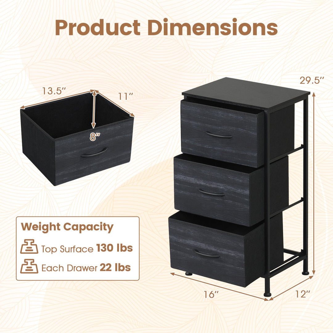 3-Drawer Fabric Dresser with Metal Frame for Bedroom Storage
