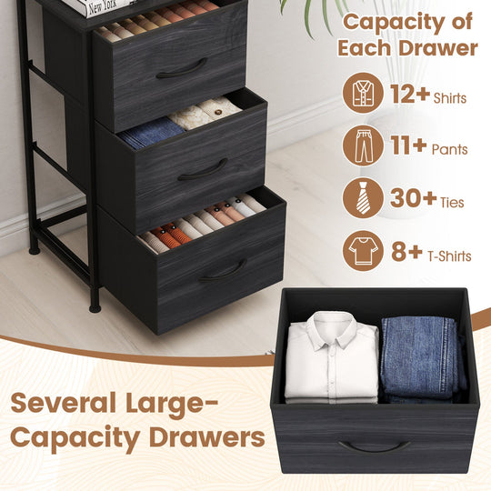 3-Drawer Fabric Dresser with Metal Frame for Bedroom Storage