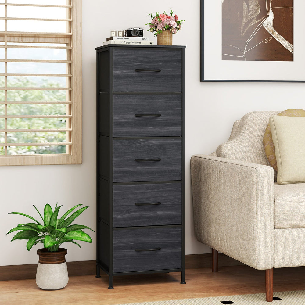 5-Drawer Fabric Dresser with Metal Frame for Bedroom Storage