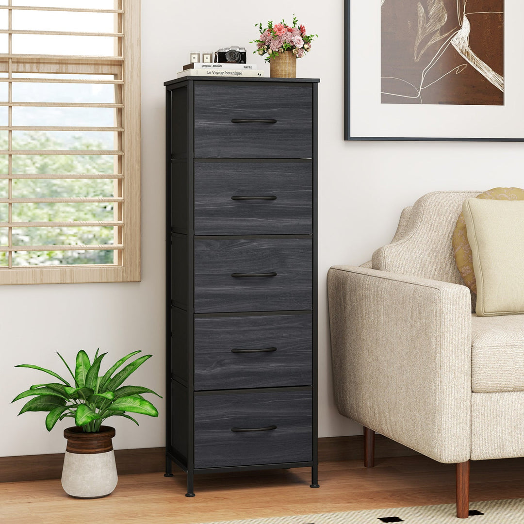 5-Drawer Fabric Dresser with Metal Frame for Bedroom Storage