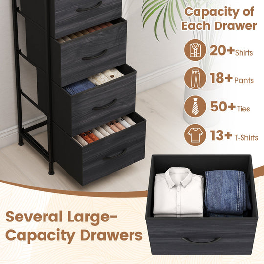 5-Drawer Fabric Dresser with Metal Frame for Bedroom Storage