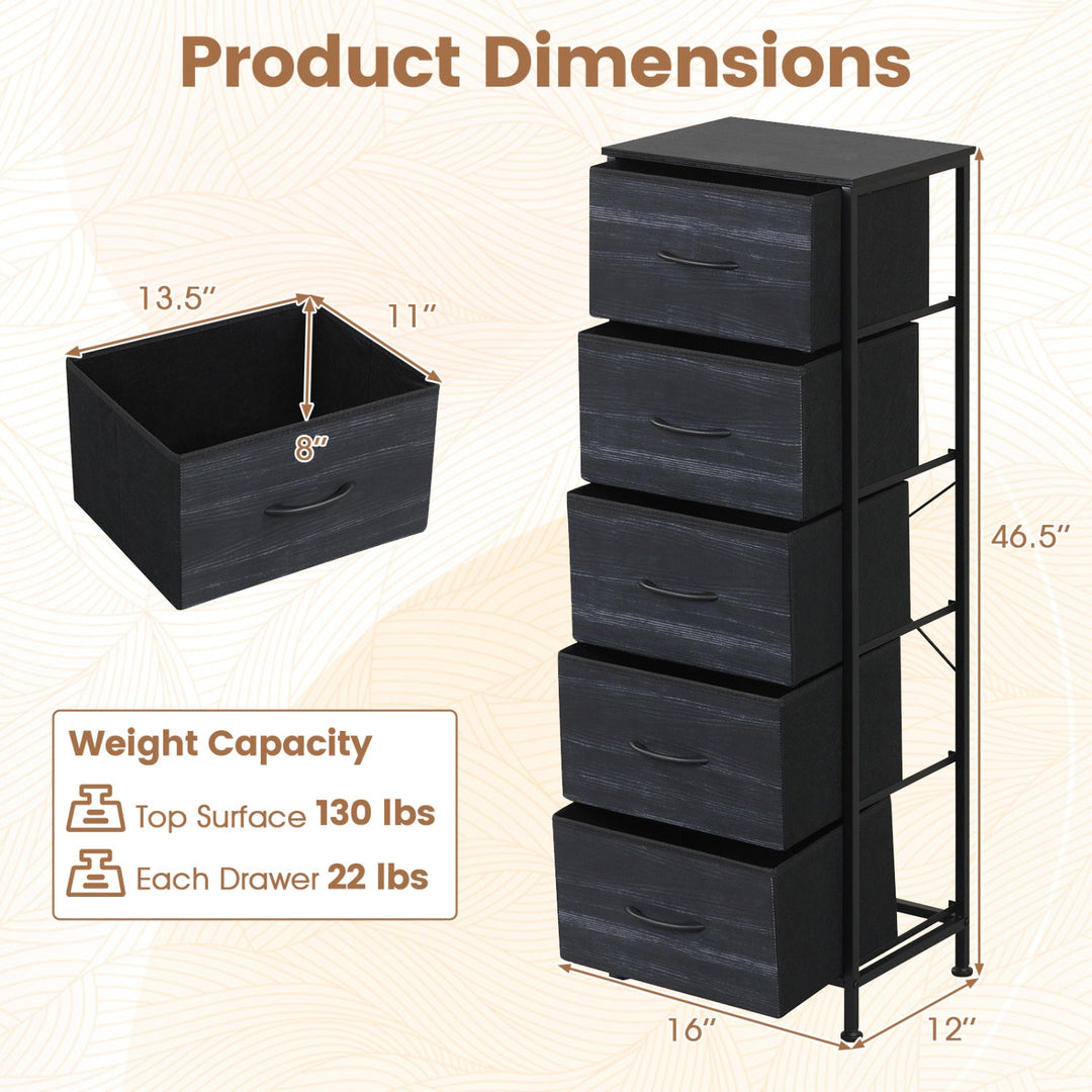 5-Drawer Fabric Dresser with Metal Frame for Bedroom Storage