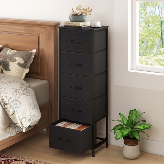 5-Drawer Fabric Dresser with Metal Frame for Bedroom Storage