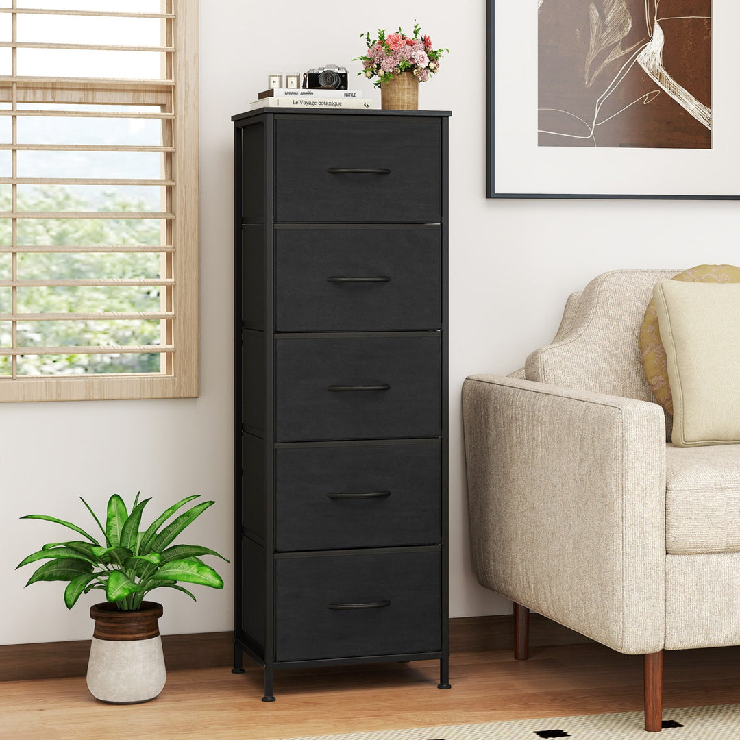 5-Drawer Fabric Dresser with Metal Frame for Bedroom Storage
