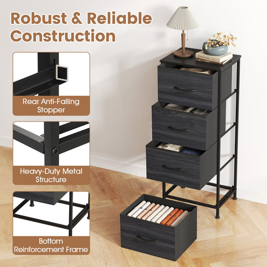 4-Drawer Fabric Dresser with Metal Frame