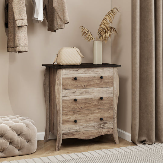 Dresser for Bedroom with 3 Folding Fabric Drawers and Anti-tipping Kit