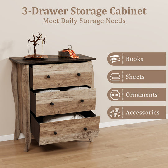 Dresser for Bedroom with 3 Folding Fabric Drawers and Anti-tipping Kit