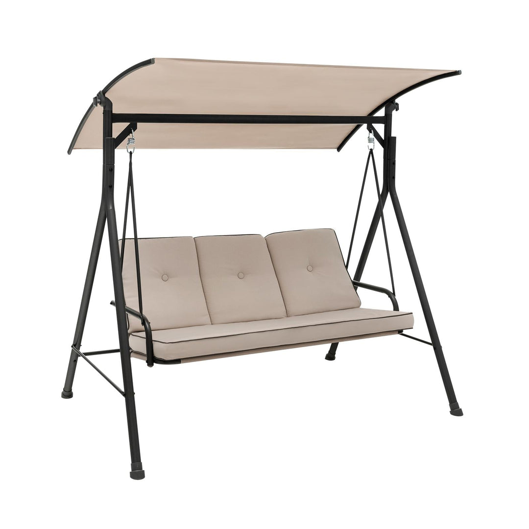 3-Person Porch Swing with Adjustable Canopy - 900 lbs Capacity