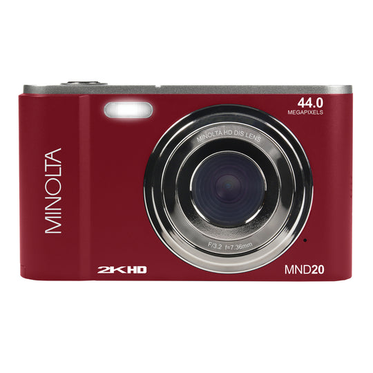 Minolta 44 MP Digital Camera with 2.7K Quad HD Video & 16x Digital Zoom - Red