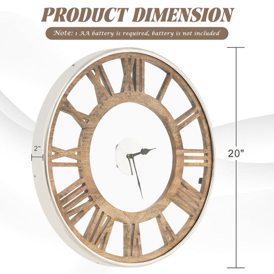 16-20 Inch Silent Wall Clock with Roman Numerals