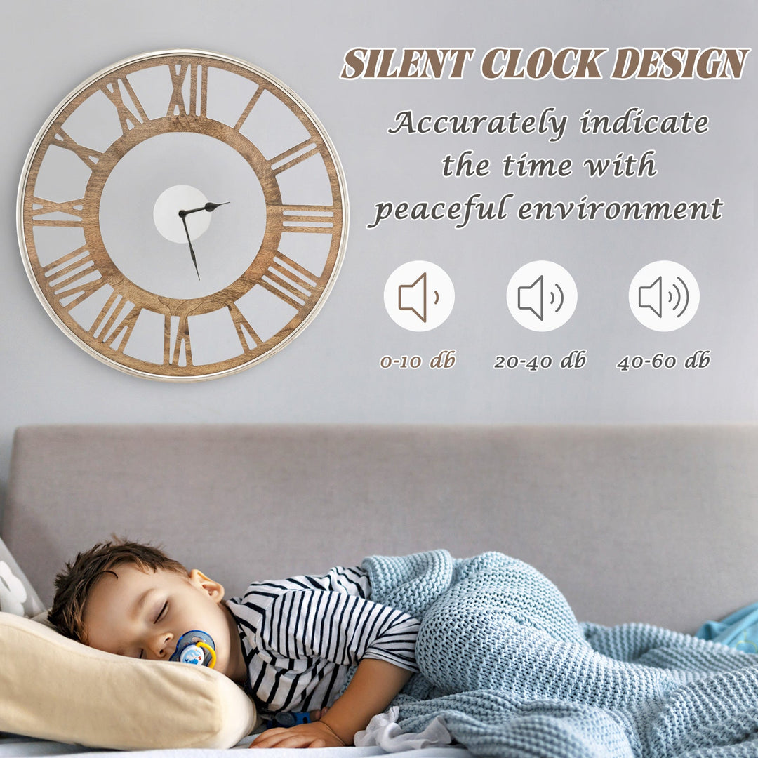16-20 Inch Silent Wall Clock with Roman Numerals