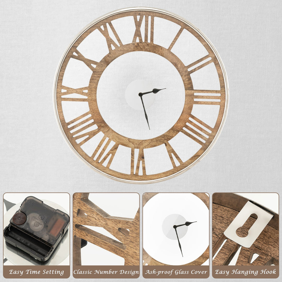 16-20 Inch Silent Wall Clock with Roman Numerals