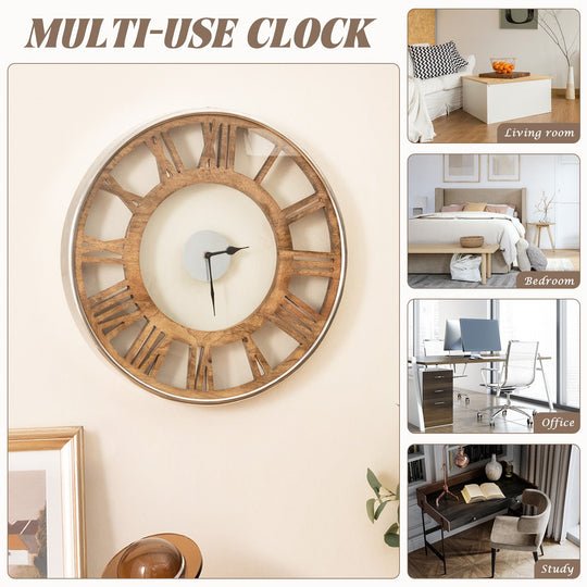 16-20 Inch Silent Wall Clock with Roman Numerals