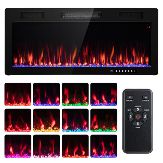 Electric Fireplace 40/50/60 Inches Recessed and Wall Mounted for 2' x 6' Stud