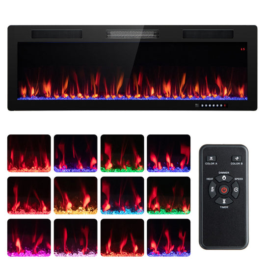 Electric Fireplace 40/50/60 Inches Recessed and Wall Mounted for 2' x 6' Stud