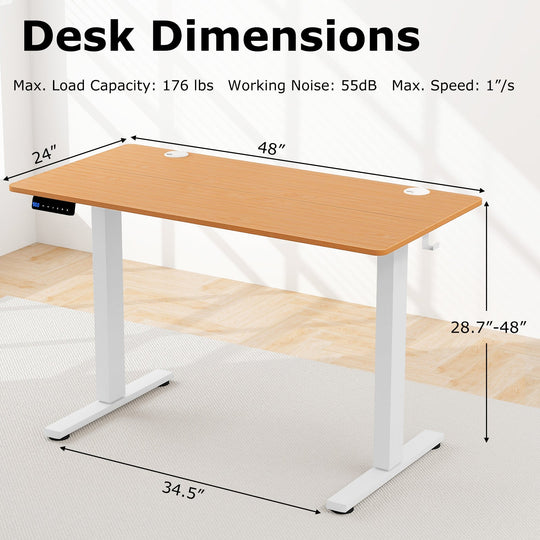 Electric Standing Desk with Memory Presets & Cable Management