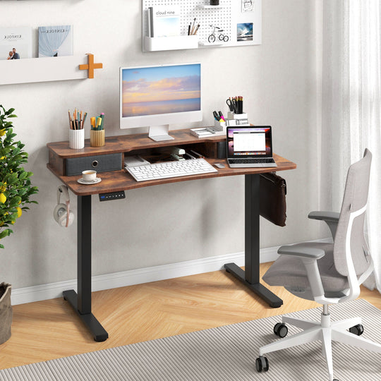 48 Inch x 24 Inch Height Adjustable Electric Standing Desk with 2 Drawers