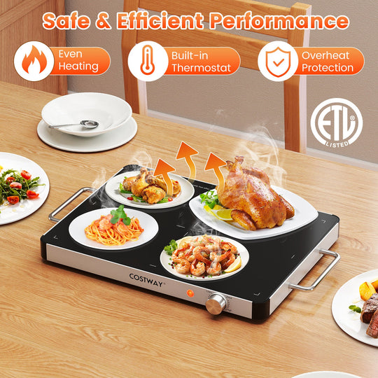 Electric Warming Tray Food Warmer with Adjustable Temperature Control