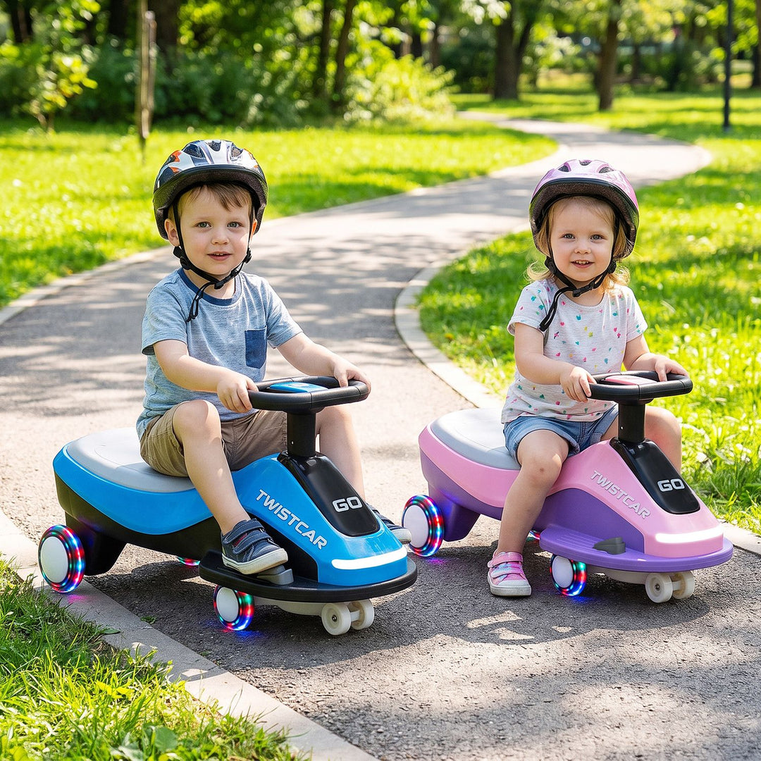 Electric Wiggle Car for Kids Age 3+ Years Old with Flashing Wheels and Front Light