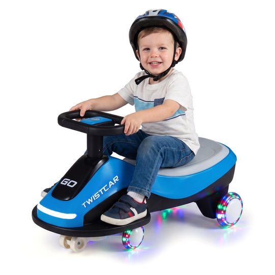 Electric Wiggle Car for Kids Age 3+ Years Old with Flashing Wheels and Front Light