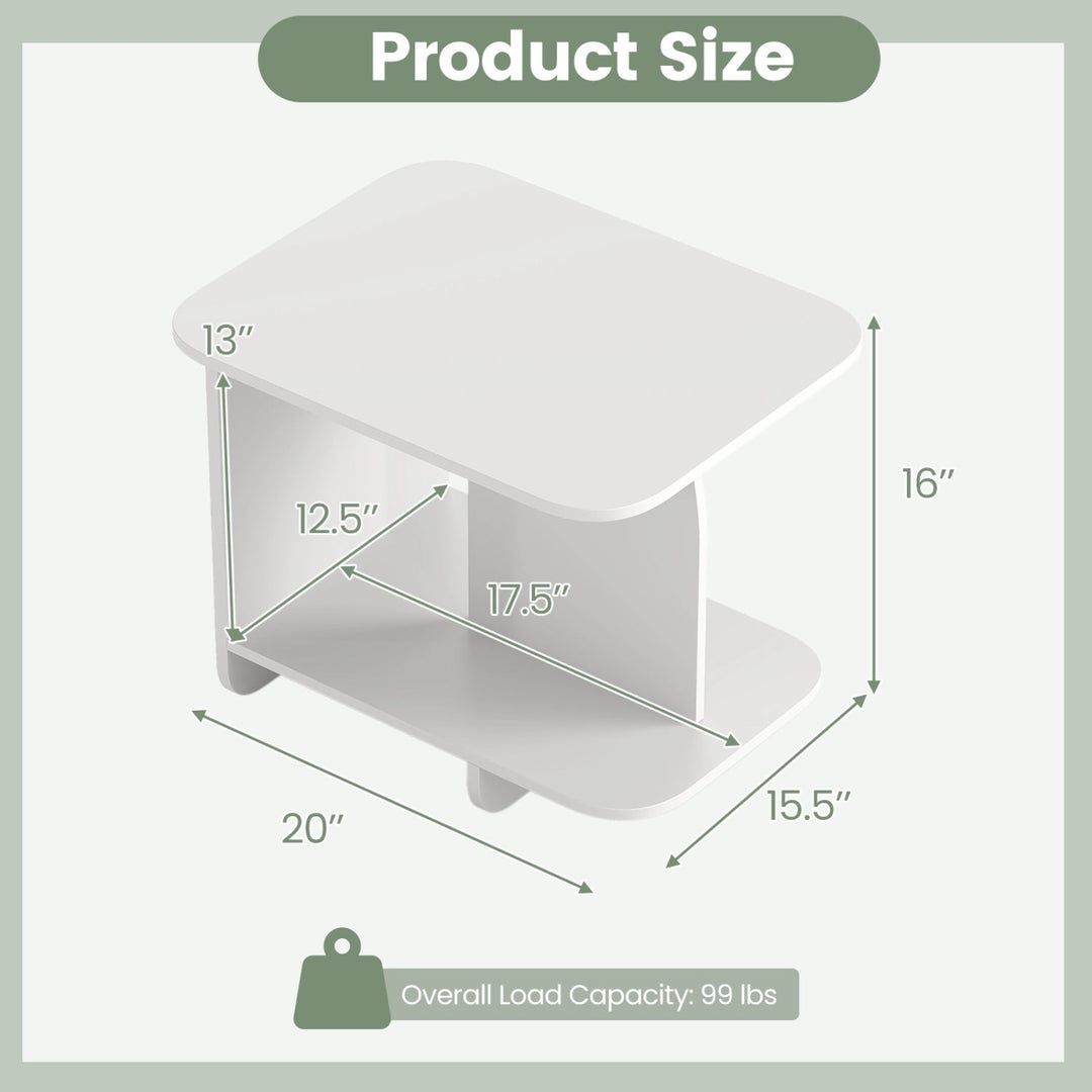 End Table Set of 2 2-Tier Sofa Side Tables with Storage Shelf