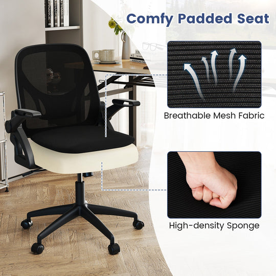 Ergonomic Computer Desk Chair with Lumbar Support and Flip-up Arms
