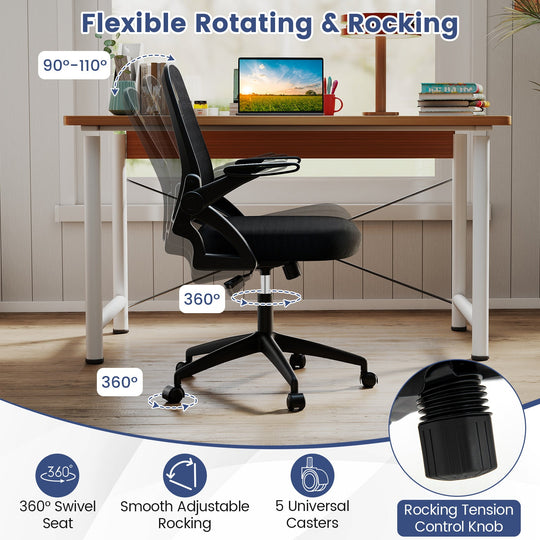 Ergonomic Computer Desk Chair with Lumbar Support and Flip-up Arms