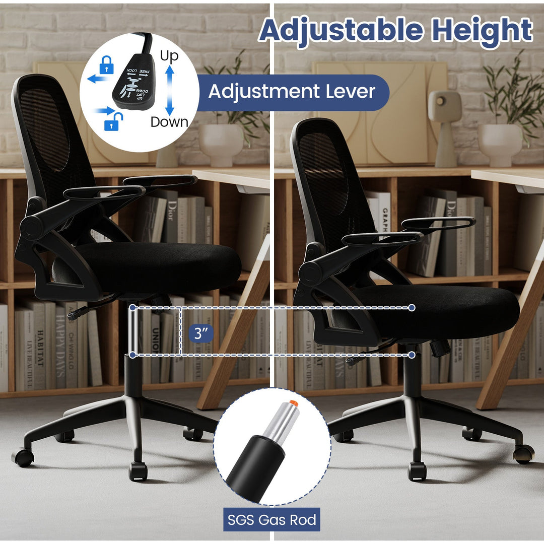 Ergonomic Computer Desk Chair with Lumbar Support and Flip-up Arms