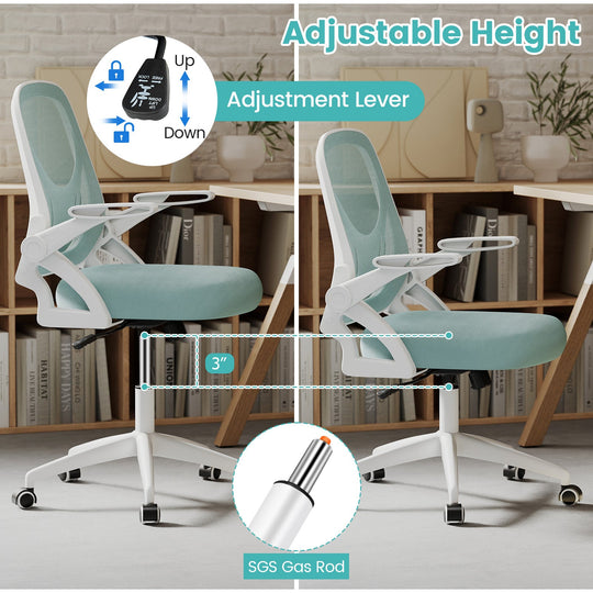 Ergonomic Computer Desk Chair with Lumbar Support and Flip-up Arms