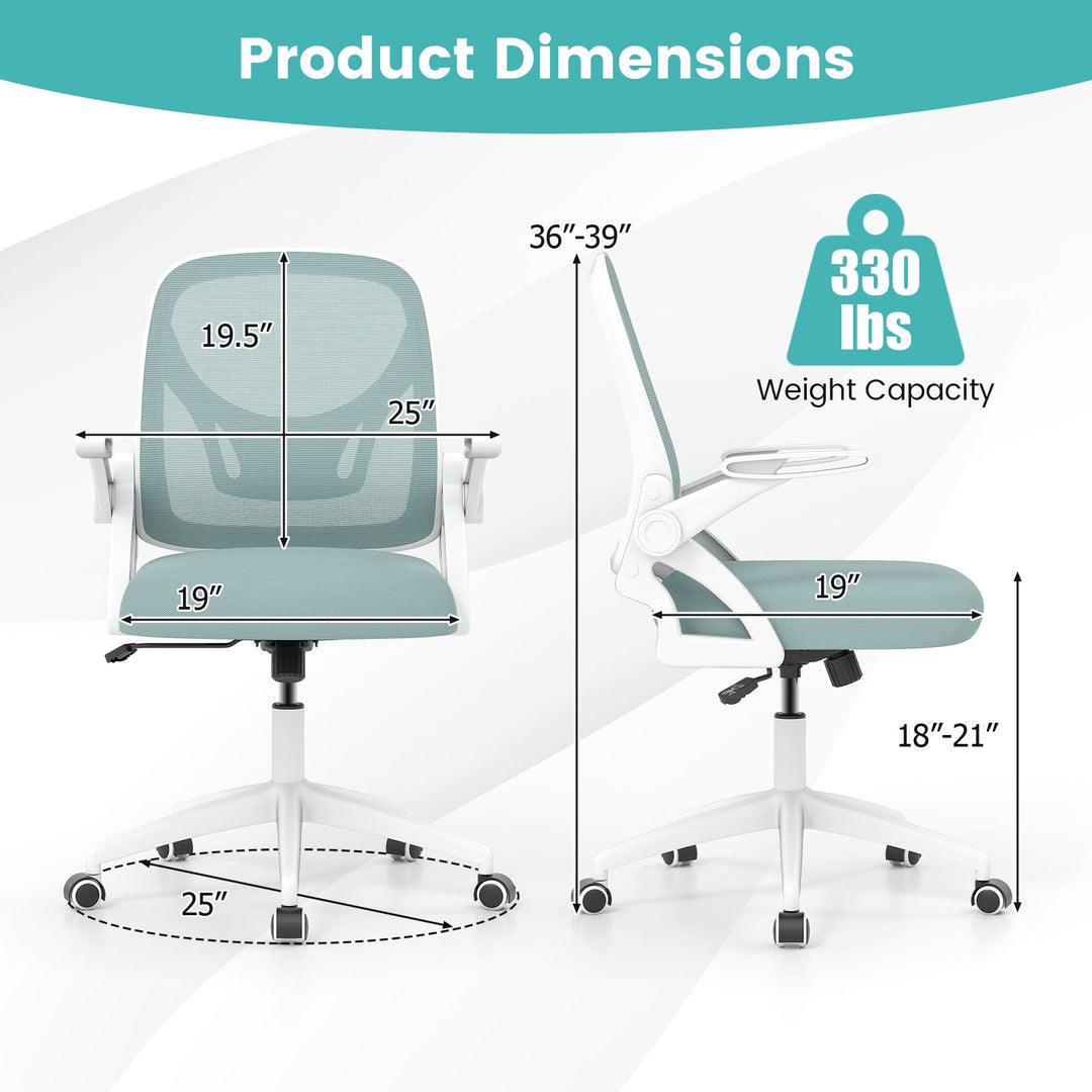 Ergonomic Computer Desk Chair with Lumbar Support and Flip-up Arms