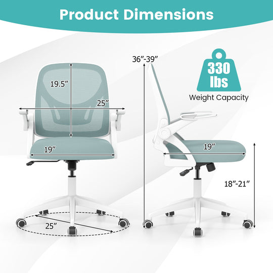 Ergonomic Computer Desk Chair with Lumbar Support and Flip-up Arms