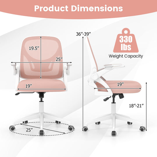 Ergonomic Computer Desk Chair with Lumbar Support and Flip-up Arms