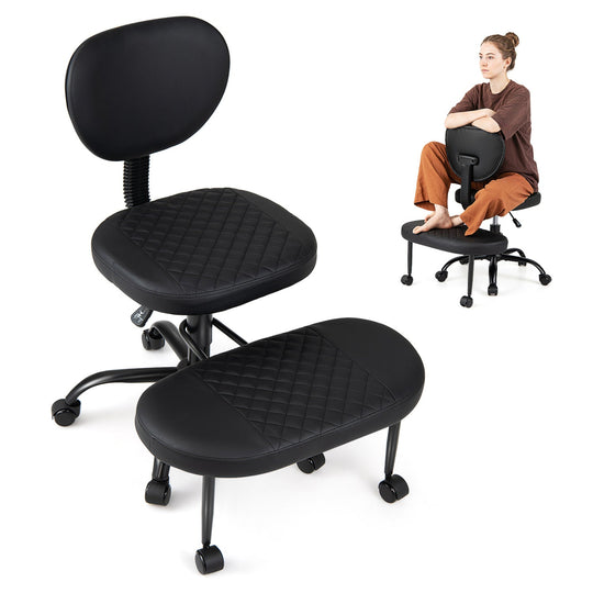 Cross Legged Office Chair with Adjustable Height & Footrest