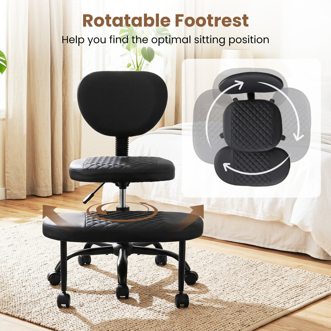 Cross Legged Office Chair with Adjustable Height & Footrest