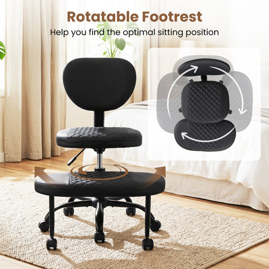 Cross Legged Office Chair with Adjustable Height & Footrest