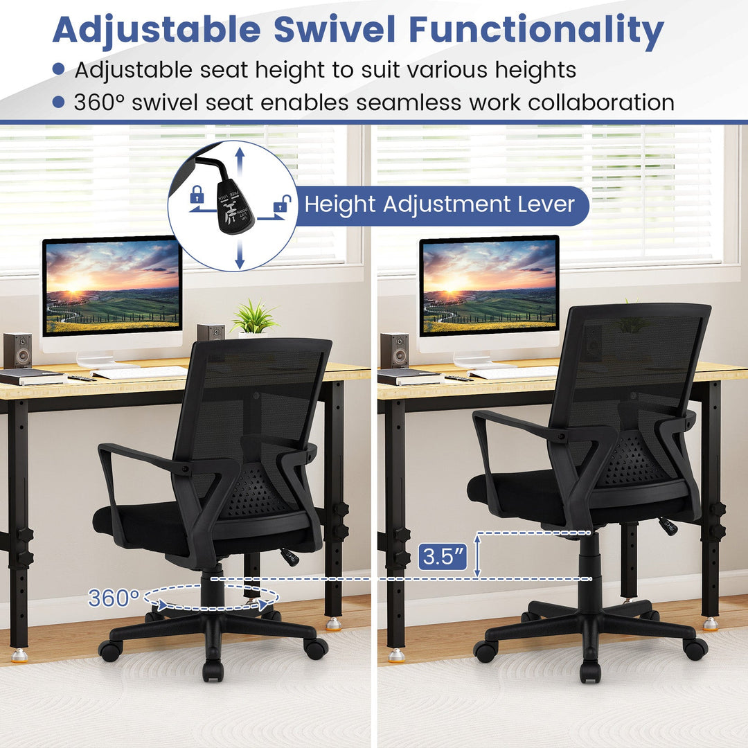 Ergonomic Desk Chair with Lumbar Support and Rocking Function-Black