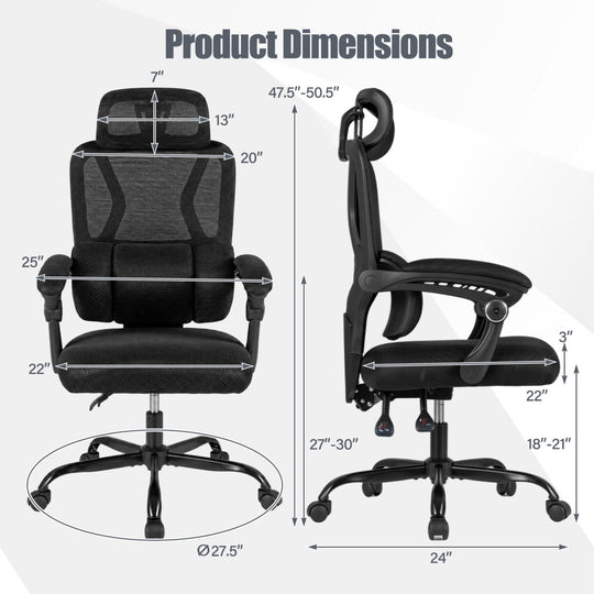 Ergonomic Mesh Office Chair with Lumbar Support & Headrest