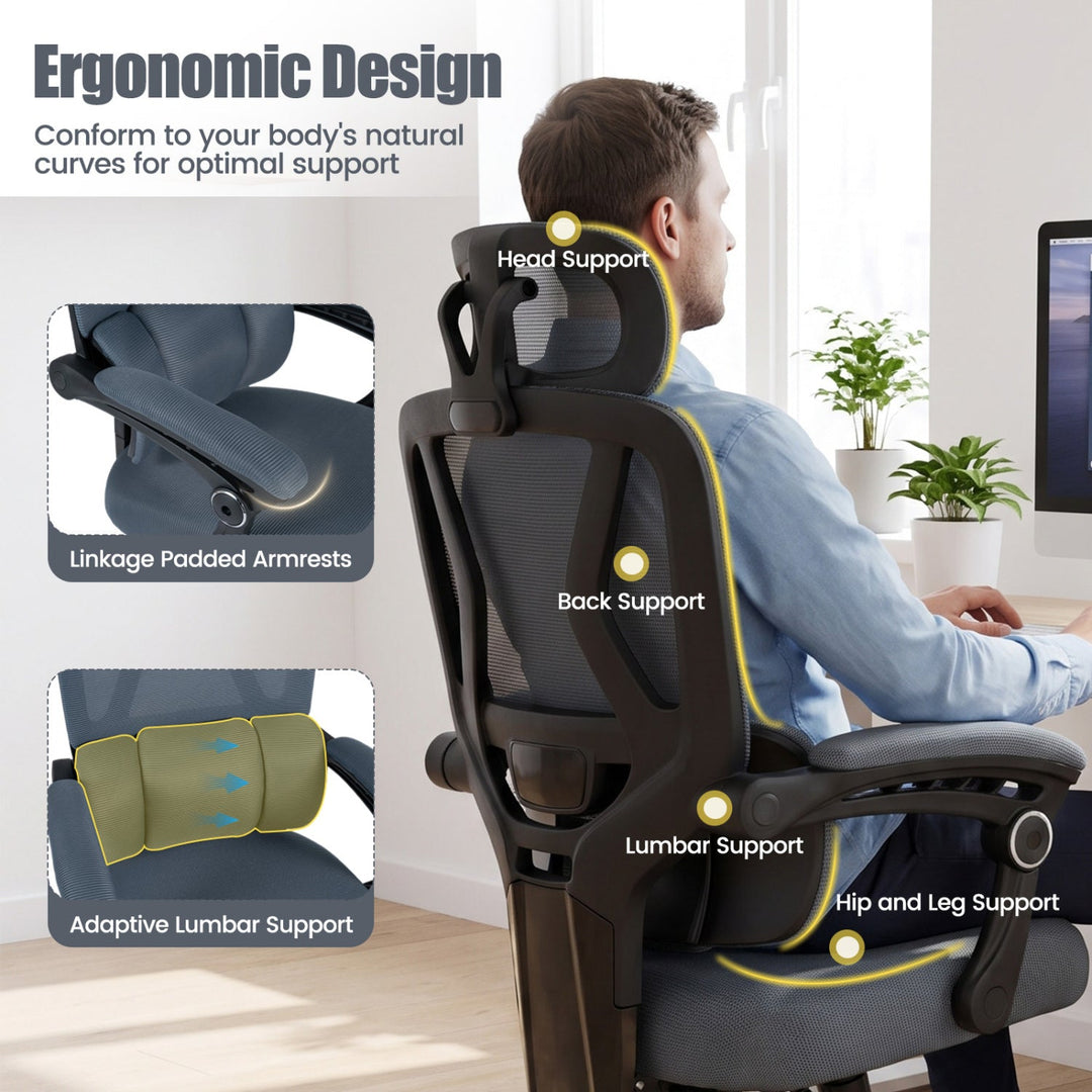 Ergonomic Mesh Office Chair with Lumbar Support & Headrest
