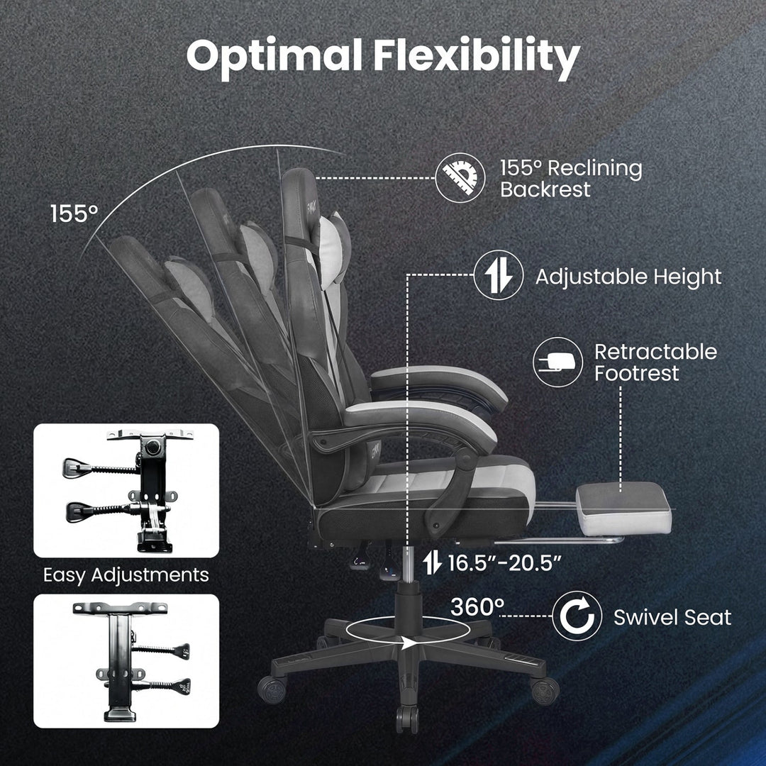 Ergonomic Video Game Chair with Headrest and Reclining Backrest