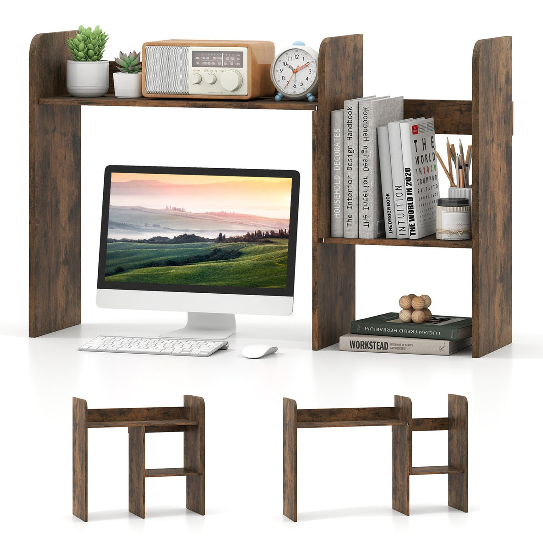 Expandable Desktop Bookshelf with Open Storage Cubes