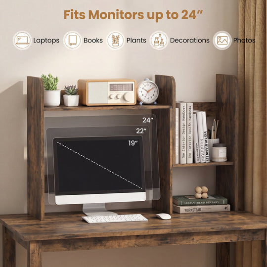 Expandable Desktop Bookshelf with Open Storage Cubes