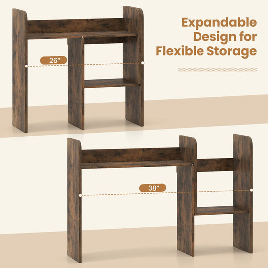 Expandable Desktop Bookshelf with Open Storage Cubes