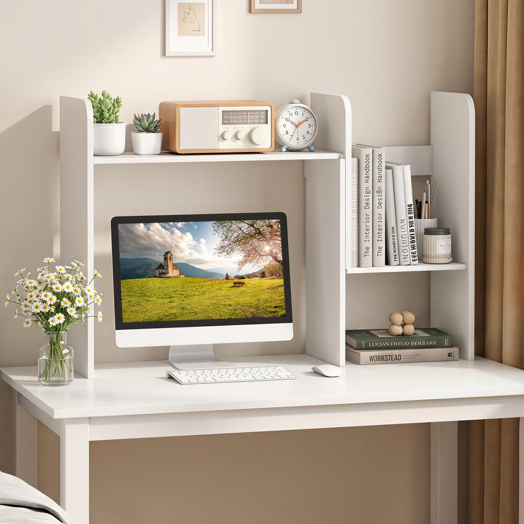 Expandable Desktop Bookshelf with Open Storage Cubes