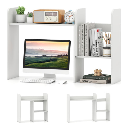Expandable Desktop Bookshelf with Open Storage Cubes